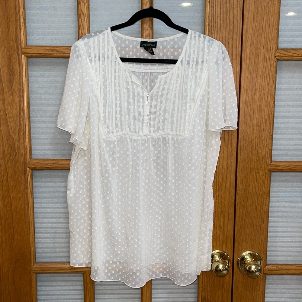 Lane Bryant 22/24 Sheer Blouse w Bead Buttons